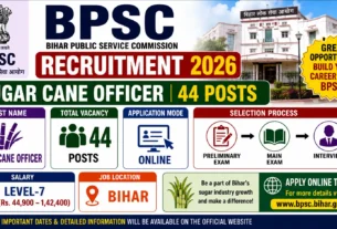 BPSC Sugar Cane Officer Recruitment 2026 for 44 Posts
