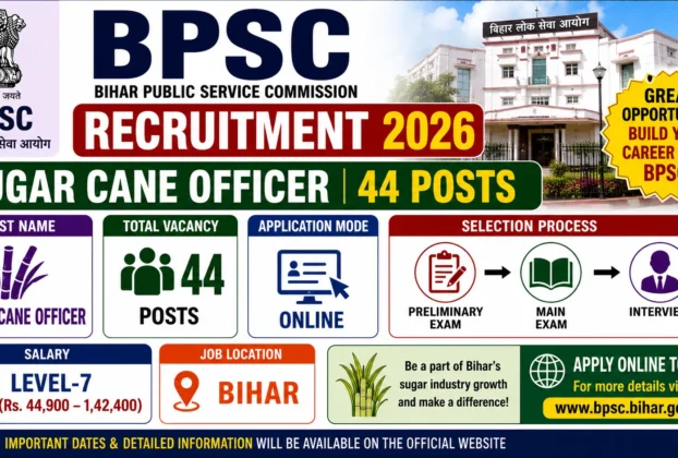 BPSC Sugar Cane Officer Recruitment 2026 for 44 Posts