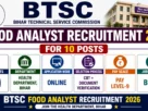 BTSC Food Analyst Recruitment 2026 for 10 Posts