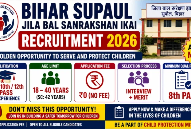 Bihar Supaul Jila Bal Sanrakshan Ikai Recruitment 2026