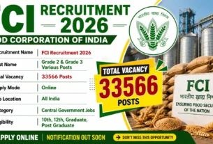 FCI Recruitment 2026 For 33566 Post for 10th Pass