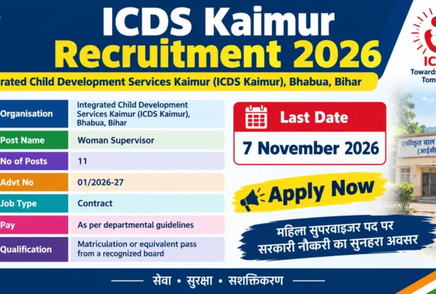 ICDS Kaimur Recruitment 2026: 11 Woman Supervisor Posts, Apply Online