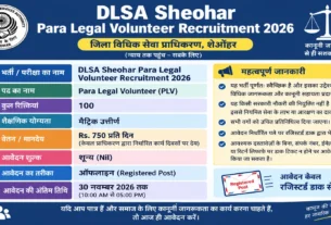 DLSA Sheohar PLV Recruitment 2026 Apply Offline for 100 Para Legal Volunteer Posts